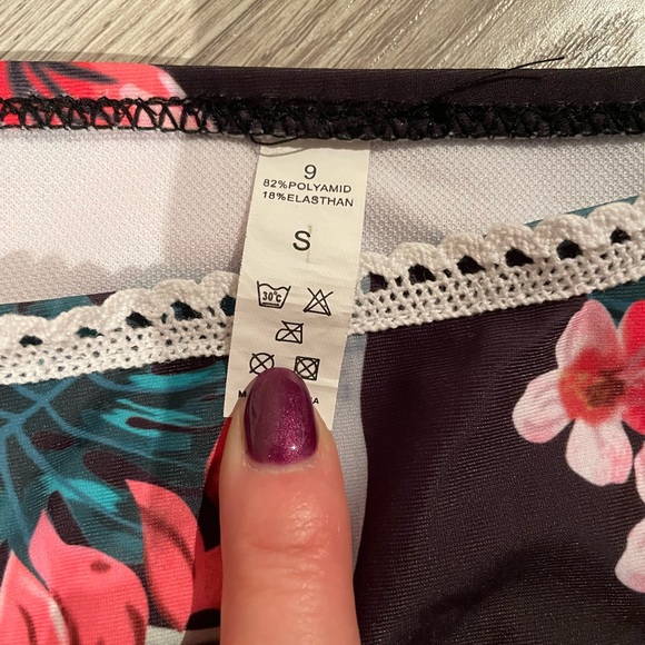 Tropical Floral on Black Bikini bathing suit - Picture 6 of 7